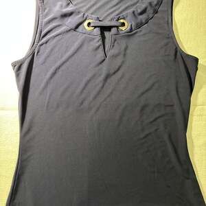 Tommy Hilfiger Women's Navy Cotton Sleeveless Polo Top